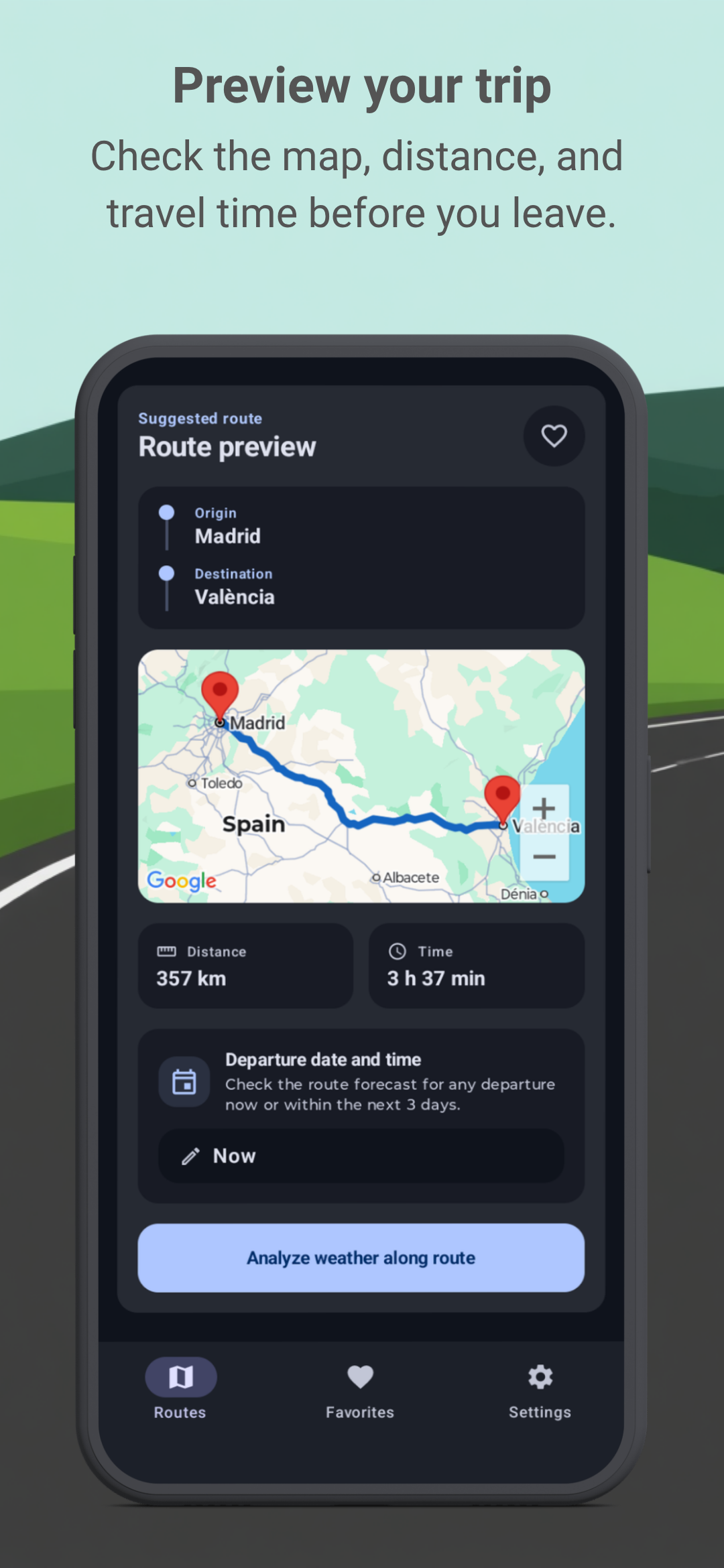 App screenshot showing the trip summary