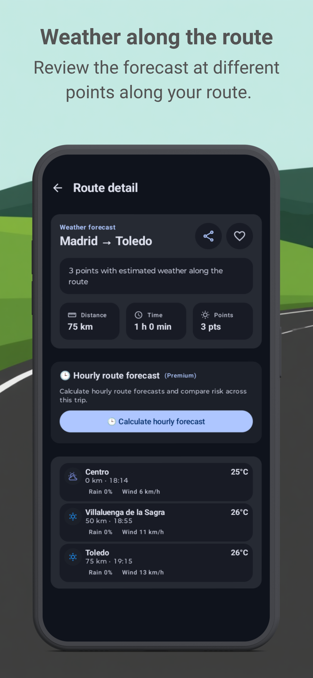 App screenshot with route detail