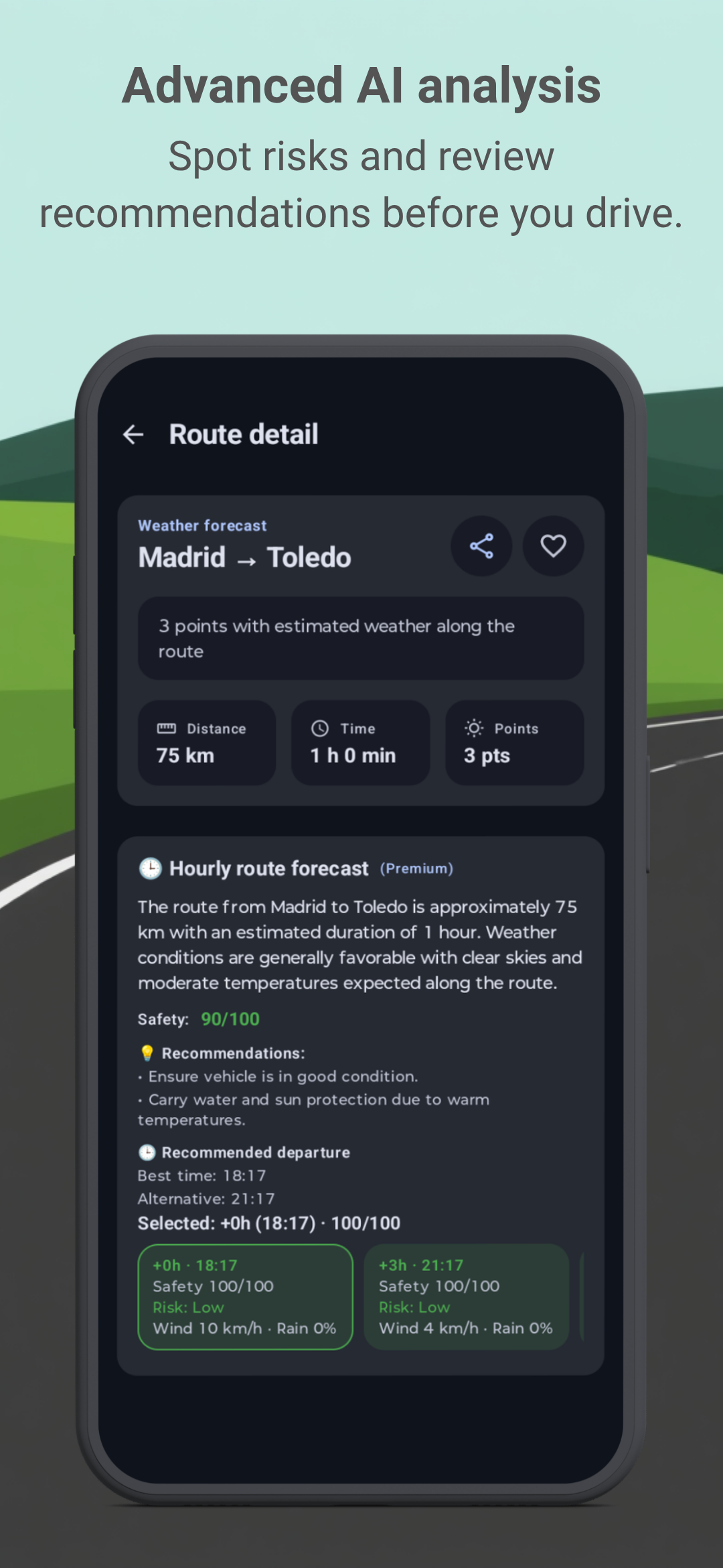 App screenshot with map and conditions
